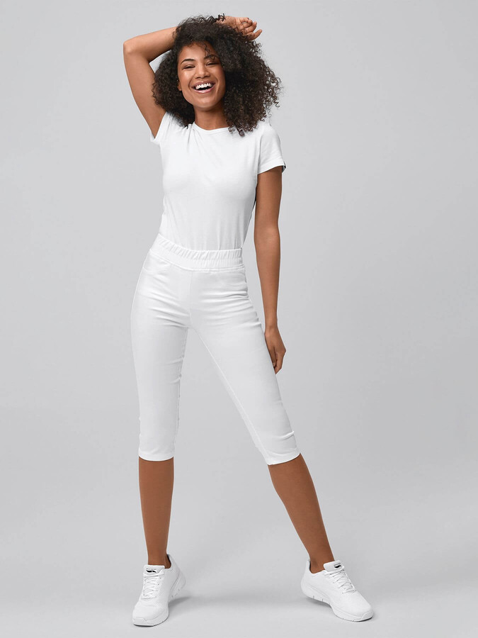 Dámske biele ¾ nohavice PREMIUM SLIM SOFT - Veľkosť:XL