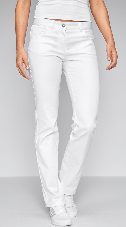 Dámske STRETCH nohavice na gombík - biele - Veľkosť čísla:42