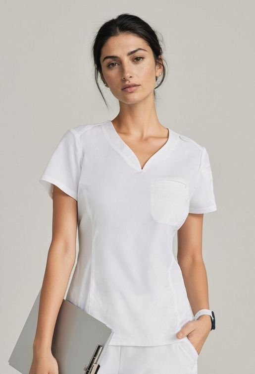 Zdravotnícke oblečenie - Dámske zdravotnícke blúzy - Biela dámska zdravotnícka blúza CAPRI Grey´s Anatomy Spandex Stretch | medical-uniforms