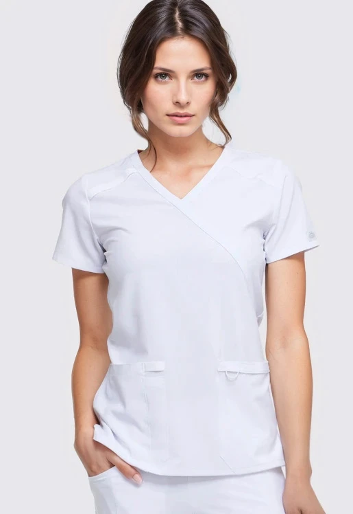 Zdravotnícke oblečenie - Dámske zdravotnícke blúzy - Dámska zdravotnícka blúza Dickies s falošným závinom - biela Medical-uniforms