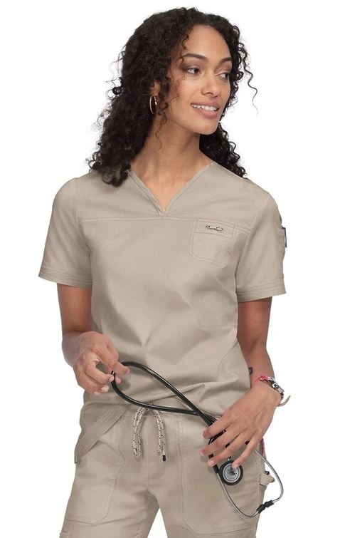 Zdravotnícke oblečenie - Koi - blúzy - Dámska zdravotnícka blúza Georgia Stretch - béžová | medical-uniforms