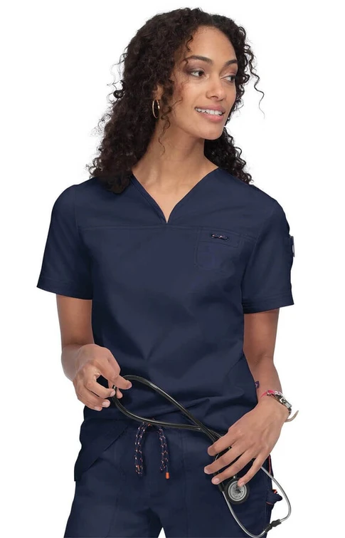 Zdravotnícke oblečenie - Koi - blúzy - Dámska zdravotnícka blúza Georgia Stretch - námornícka modrá | medical-uniforms