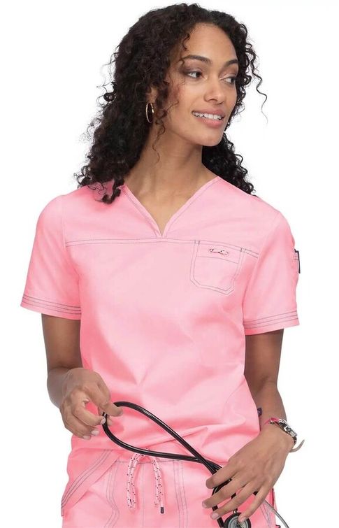 Zdravotnícke oblečenie - Koi - blúzy - Dámska zdravotnícka blúza Georgia Stretch - ružová | medical-uniforms
