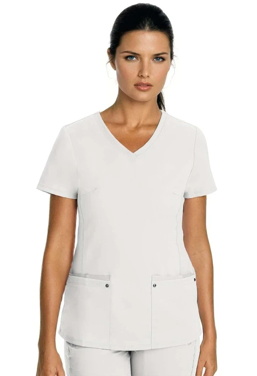 Zdravotnícke oblečenie - Dámske zdravotnícke blúzy - Dámska zdravotnícka blúza s elastickými pásmi na bokoch JULIET - biela | medical-uniforms