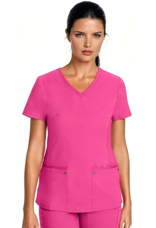 Zdravotnícke oblečenie - Dámske zdravotnícke blúzy - Dámska zdravotnícka blúza s elastickými pásmi na bokoch JULIET - ružová | medical-uniforms