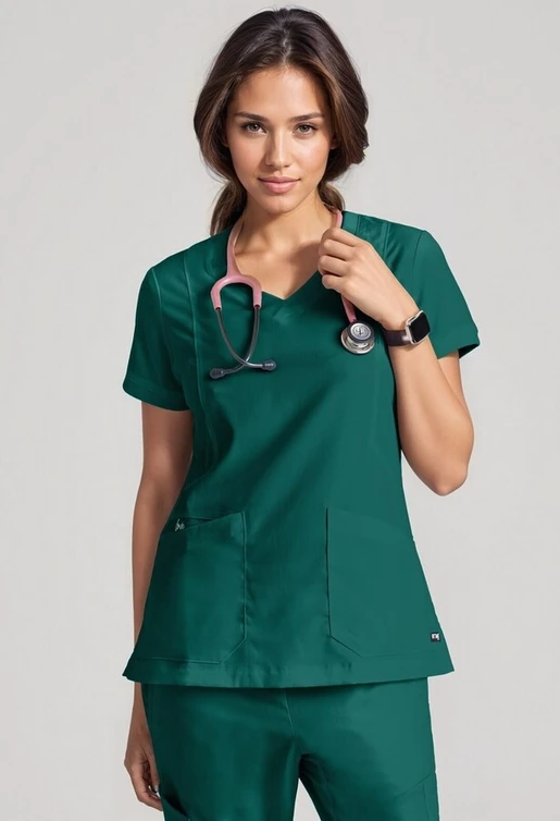 Zdravotnícke oblečenie - Dámske zdravotnícke blúzy - Dámska zdravotnícka blúza LOVE Grey´s Anatomy - poľovnícka zelená  | medical-uniforms