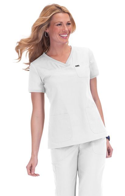 Zdravotnícke oblečenie - Biela klasika - Dámska zdravotnícka  blúza Nicole Top v bielej farbe | medical uniforms