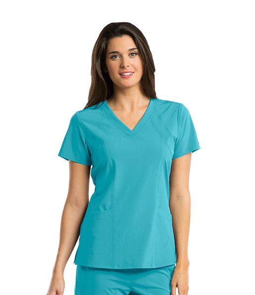 Zdravotnícke oblečenie - Dámske zdravotnícke blúzy - Dámska zdravotnícka blúza RACER TOP - modrozelená | medical-uniforms