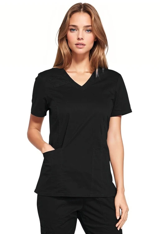 Zdravotnícke oblečenie - Dámske zdravotnícke blúzy - Dámska zdravotnícka blúza V-výstrih - čierna | Medical-uniforms