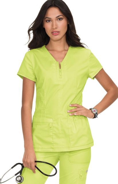 Zdravotnícke oblečenie - Koi - blúzy - Dámska zdravotníka blúza Stretch Mackenzie Top vo farbe lemon lime | medical-uniforms