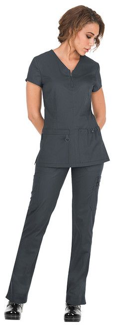 Zdravotnícke oblečenie - Farebné zdravotnícke dámske blúzky - Dámska zdravotnícka blúza Stretch Mackenzie Top vo farbe šedá | medical-uniforms