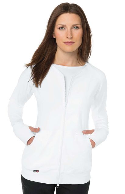 Zdravotnícke oblečenie - Novinky - Dámska zdravotnícka mikina Clarity Jacket v bielej farbe | medical-uniforms