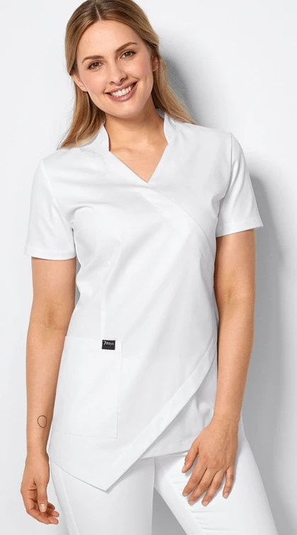 Zdravotnícke oblečenie - 7days - blúzy - Dámska blúza ASYMETRIC - biela  | Medical-uniforms.sk