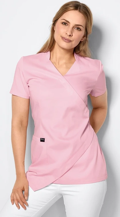 Zdravotnícke oblečenie - 7days - blúzy - Dámska blúza ASYMETRIC - ružová  | Medical-uniforms.sk