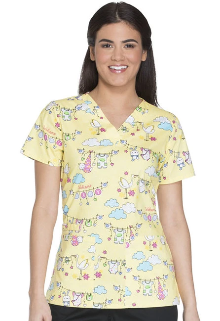 Zdravotnícke oblečenie - Dámske zdravotnícke blúzy - Dámska zdravotnícka blúza s potlačou bociany | medical-uniforms