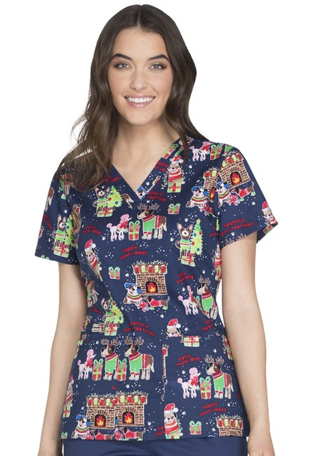 Zdravotnícke oblečenie - Blúzy s potlačou - Dámska zdravotnícka blúza - krásne sviatky | medical-uniforms