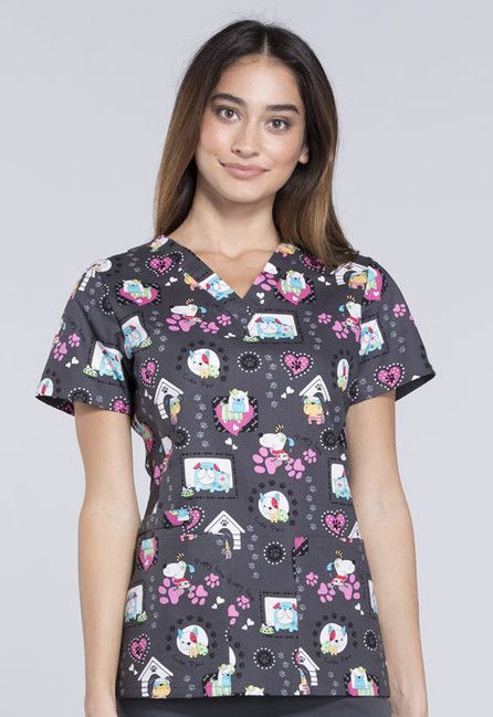 Zdravotnícke oblečenie - Dámske zdravotnícke blúzy - Dámska zdravotnícka blúza - psí priatelia | medical-uniforms