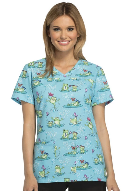 Zdravotnícke oblečenie - Dámske zdravotnícke blúzy - Dámska zdravotnícka blúza - žabky a srdiečka | medical-uniforms