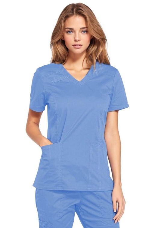 Zdravotnícke oblečenie - Dámske zdravotnícke blúzy - Dámska zdravotnícka blúza V-výstrih - nebeská modrá | Medical-uniforms