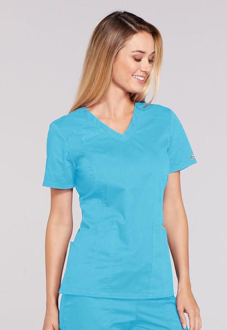 Zdravotnícke oblečenie - Dámske zdravotnícke blúzy - Dámska zdravotnícka blúza s V-výstrihom - tyrkysová | medical-uniforms