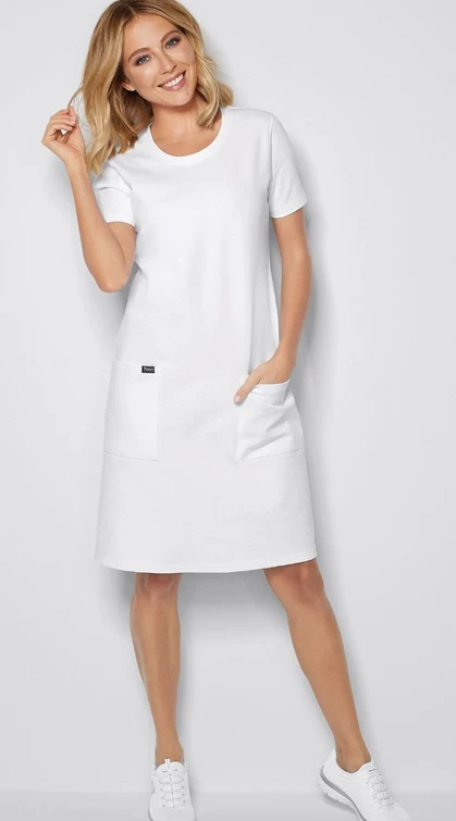 Zdravotnícke oblečenie - 7days - iné - Dámske zdravotnícke šaty SUMMER - biela | Medical-uniforms.sk