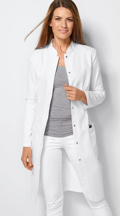 Zdravotnícke oblečenie - Novinky - Elegantný dámsky lekársky plášť - biely | Medical Uniforms