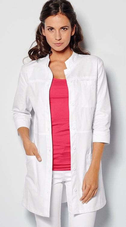 Zdravotnícke oblečenie - Novinky - Dámsky krátky laboratórny plášť - biely | Medical Uniforms