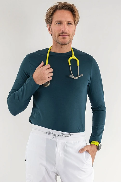 Zdravotnícke oblečenie - Muži - Elastické pánské tričko MEDICAL s dlhým rukávom karibsky modré | medical-uniforms