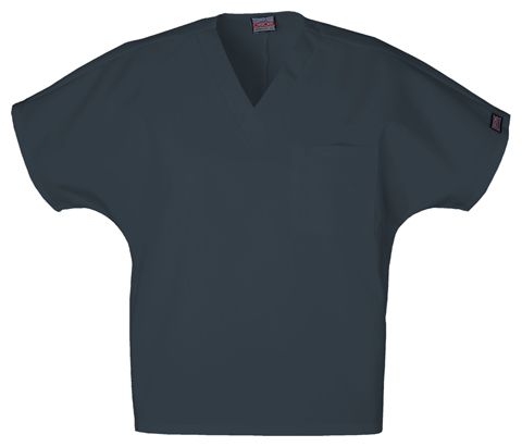 Zdravotnícke oblečenie - Blúzy - Krátka unisexová zdravotníca blúza s V - cínová | medical-uniforms