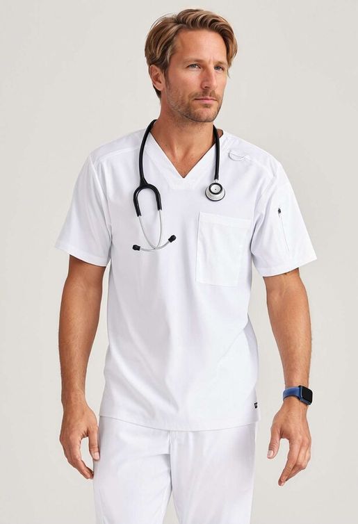 Zdravotnícke oblečenie - Jednofarebné - Pánska zdravotnícka blúza GREY´S - biela | medical-uniforms
