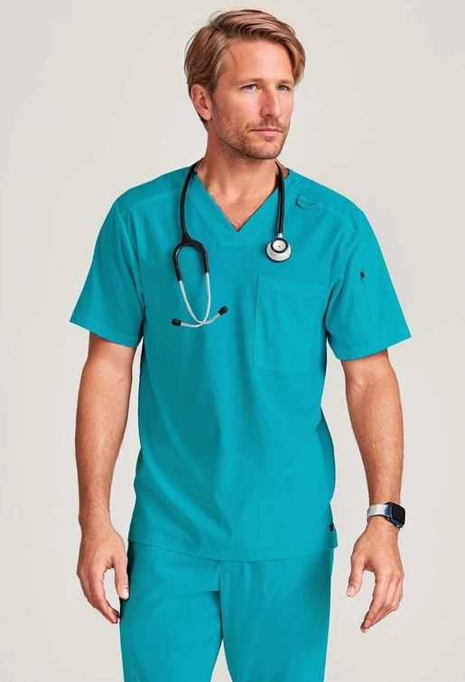 Zdravotnícke oblečenie - Jednofarebné - Pánska zdravotnícka blúza GREY´S - modrozelená | medical-uniforms