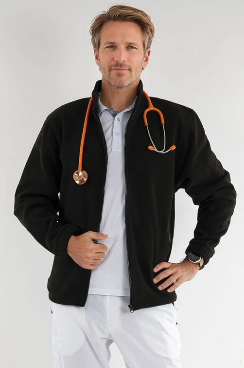 Zdravotnícke oblečenie - Black edition - Čierna pánska fleecová mikina MEDICAL | medical-uniforms