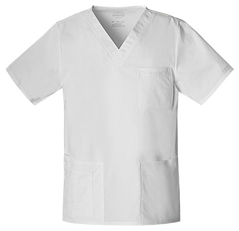 Zdravotnícke oblečenie - Dámske zdravotnícke blúzy - Pánska/ unisex zdravotnícka blúza V-výstrih - biela | medical-uniforms