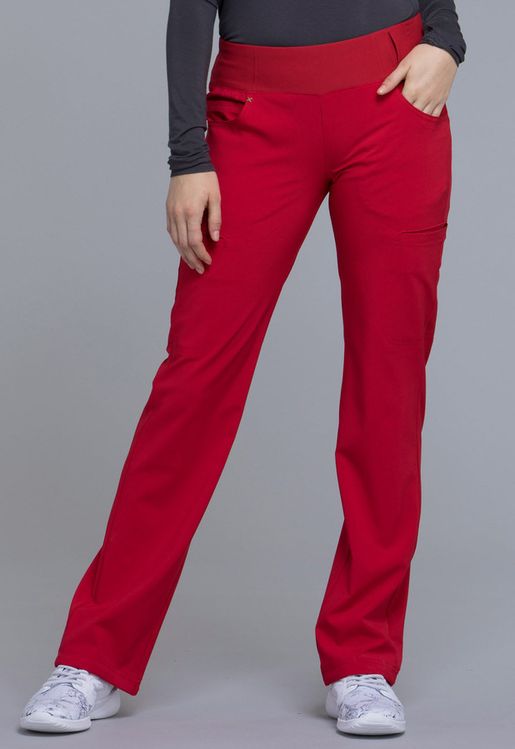 Zdravotnícke oblečenie - Dámske nohavice - Zdravotnícke nohavice s vysokým pásom IFLEX - červená | medical-uniforms