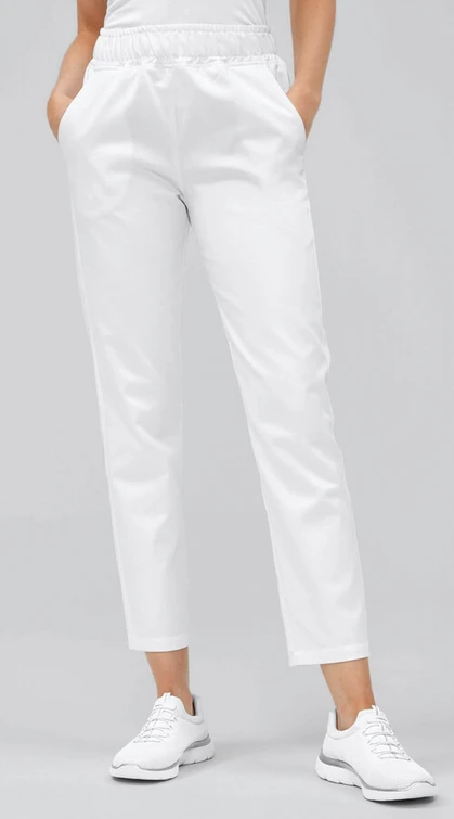 Zdravotnícke oblečenie - 7days - nohavice - Štýlové zdravotnícke biele nohavice s vyšším pásom a 7/8 dĺžkou | medical-uniforms
