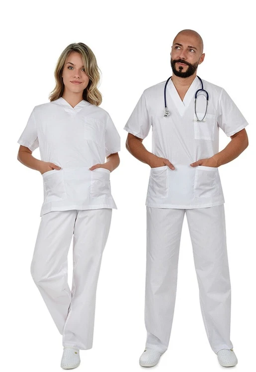 Zdravotnícke oblečenie - B-Well - blúzy - Unisex lekársky set blúza/nohavice ALL IN – biela  | medical-uniforms