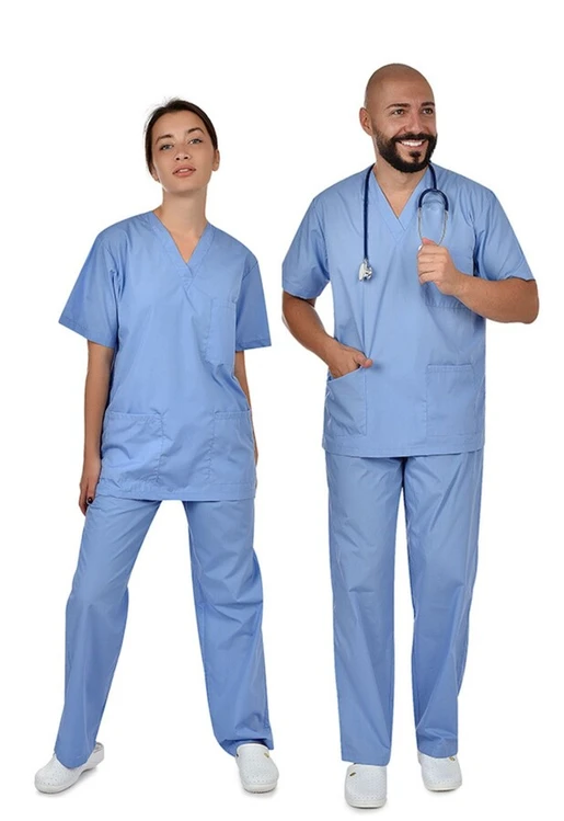Zdravotnícke oblečenie - B-Well - blúzy - Unisex lekársky set blúza/nohavice ALL IN – svetlomodra | medical-uniforms