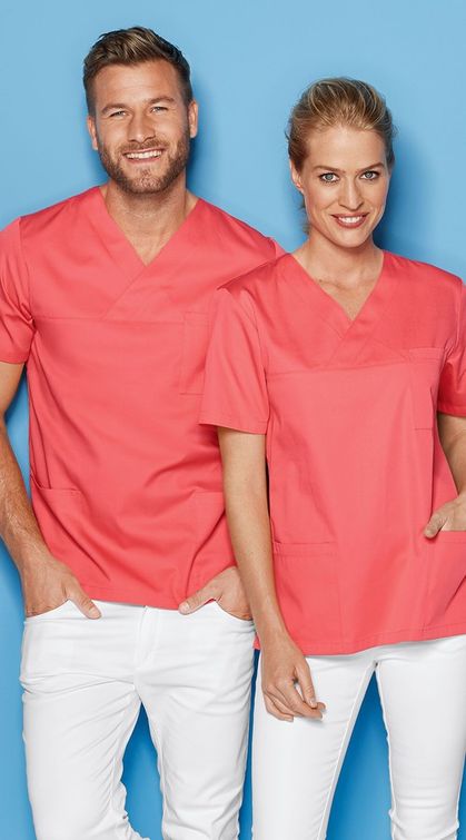Zdravotnícke oblečenie - 7days - blúzy - Unisex zdravotnícka blúza UNISEX 95° - coral | Medical-uniforms.sk