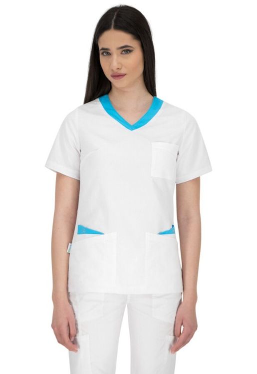 Zdravotnícke oblečenie - B-Well - blúzy - Dámska zdravotnícka blúza PAOLA – modrá | Medical-uniforms.sk
