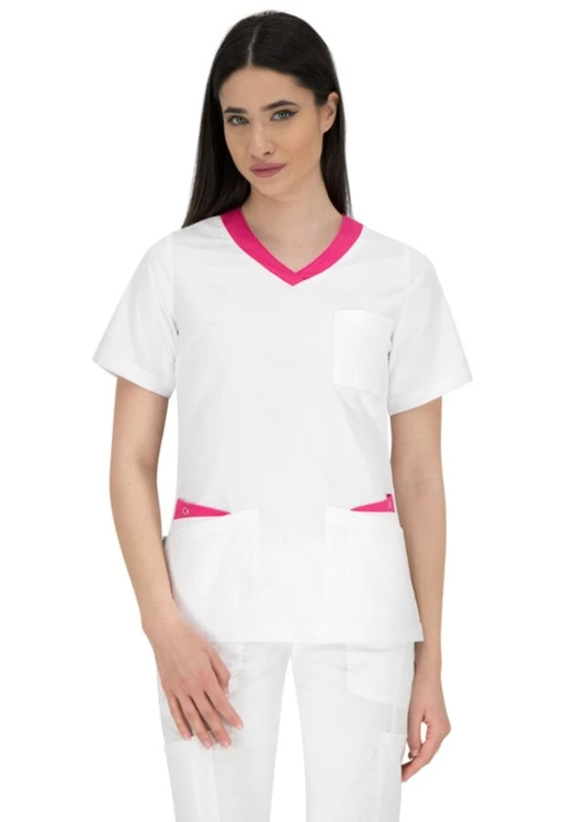 Zdravotnícke oblečenie - B-Well - blúzy - Dámska zdravotnícka blúza PAOLA – ružová | Medical-uniforms.sk