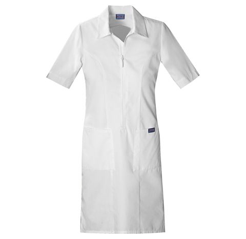 Zdravotnícke oblečenie - Šaty - Dámske zdravotnícke šaty na zips - biela | medical-uniforms