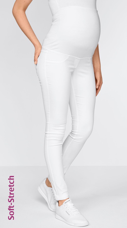 Tehotenské nohavice SOFT STRETCH - biela - Veľkosť:S